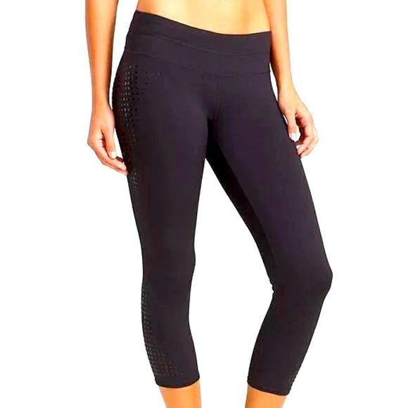 Athleta Gel Dot Sonar Women’s Capri Black Tight Compression Legging Extra Small - Picture 1 of 8